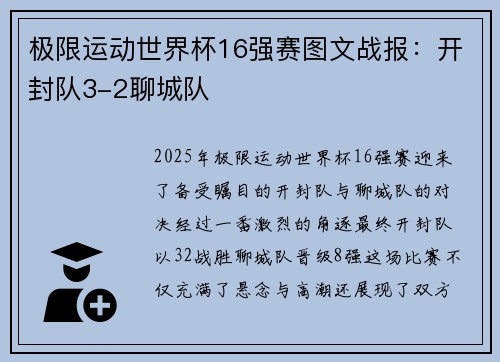 极限运动世界杯16强赛图文战报：开封队3-2聊城队